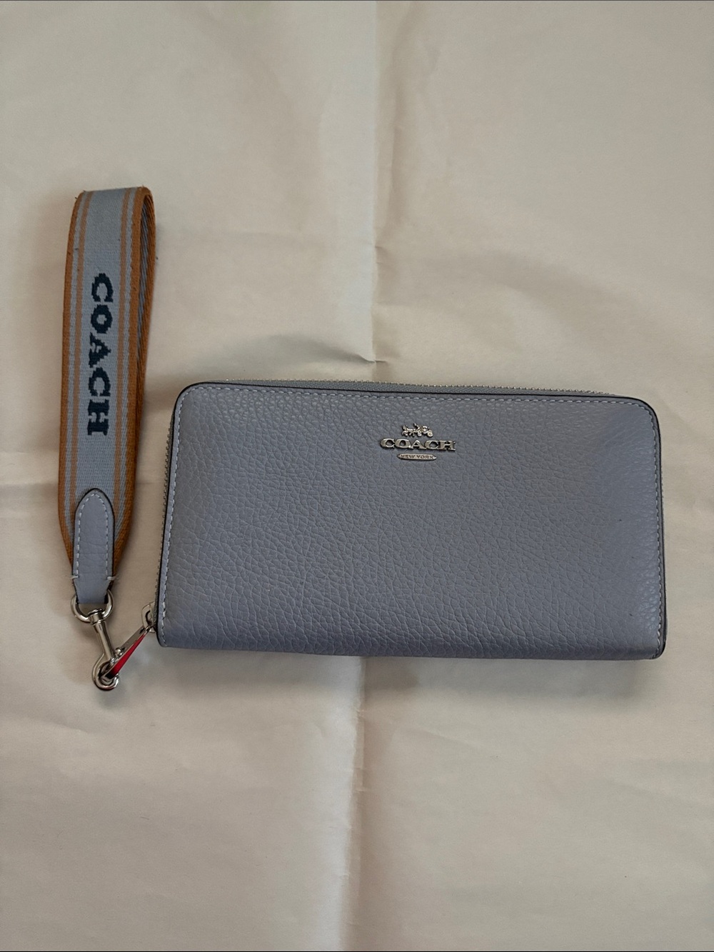 COACH Women's Zip-Around Wristlet Wallet in Light Blue